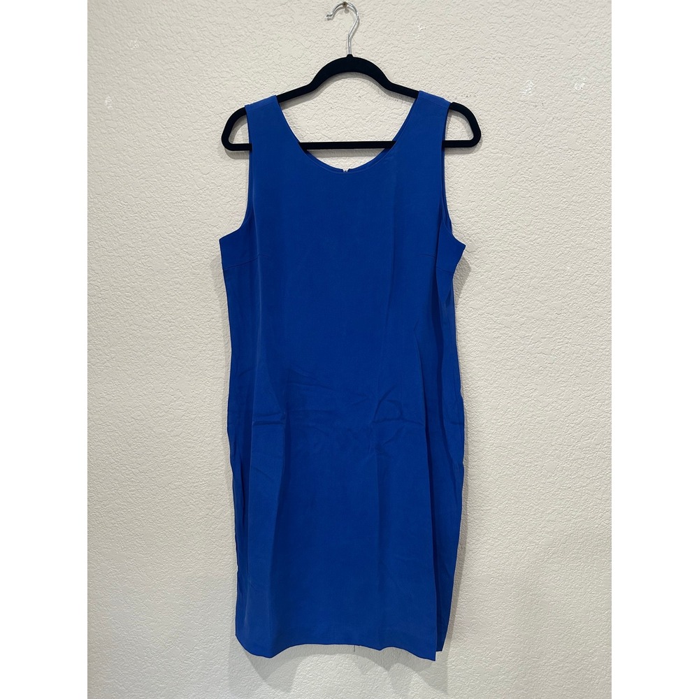 Pursuits Ltd Womens Royal Blueβ 100% Silk Sleeveless Shift Dress Size 14